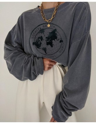 Earth Map All-match Casual Sweatshirt